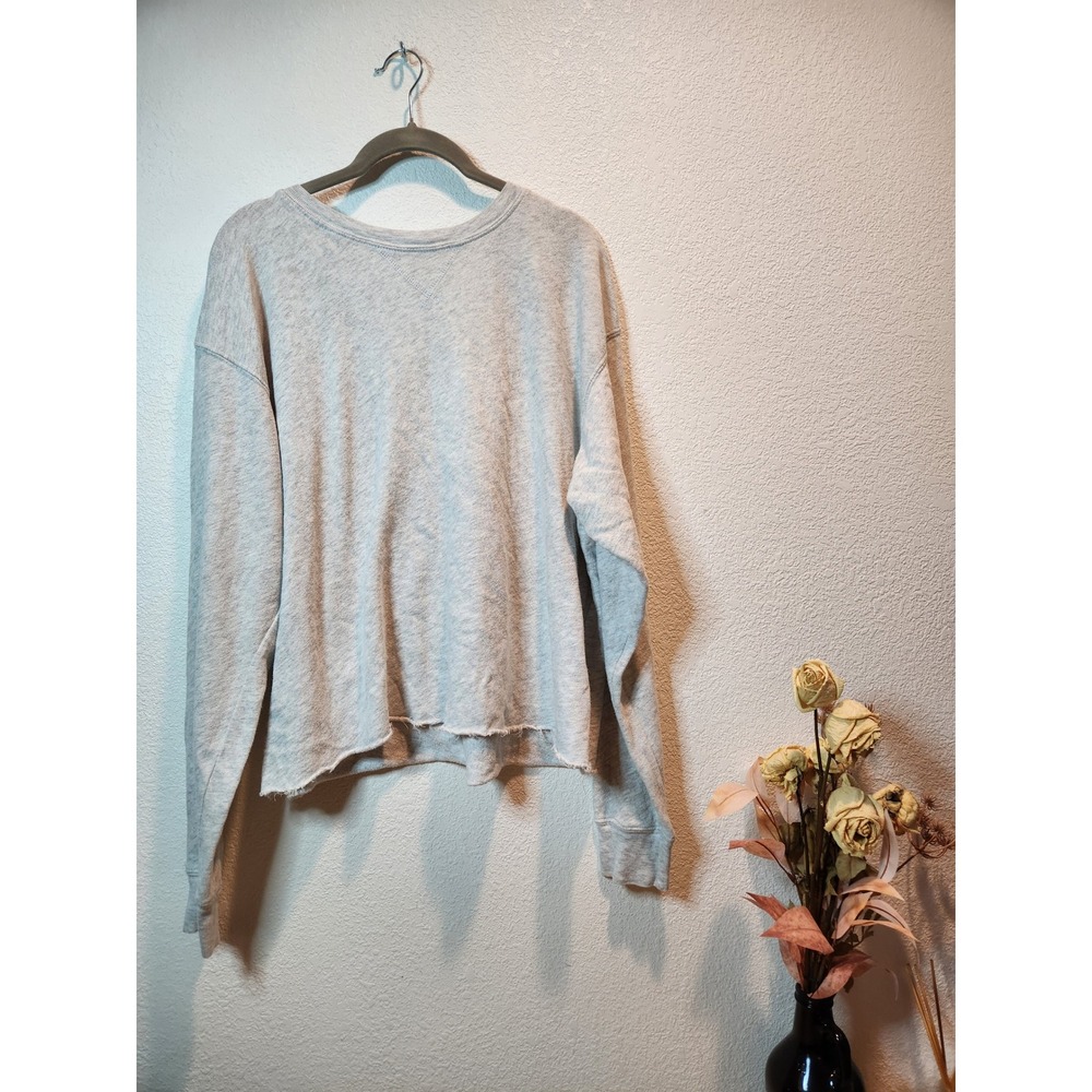 Brandy Melville Made in Italy Gray Raw Hem‎ Long Sleeve Top One Size